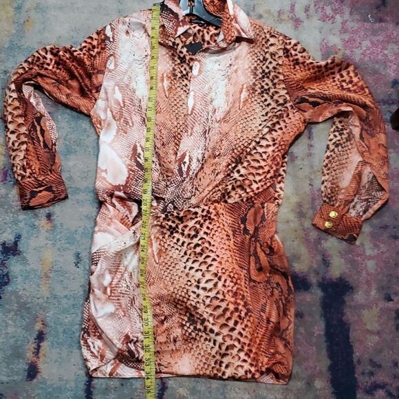 Fashion Nova Hearts Desire Satin Mini Dress in Rust Snakeskin Size M - Picture 13 of 15